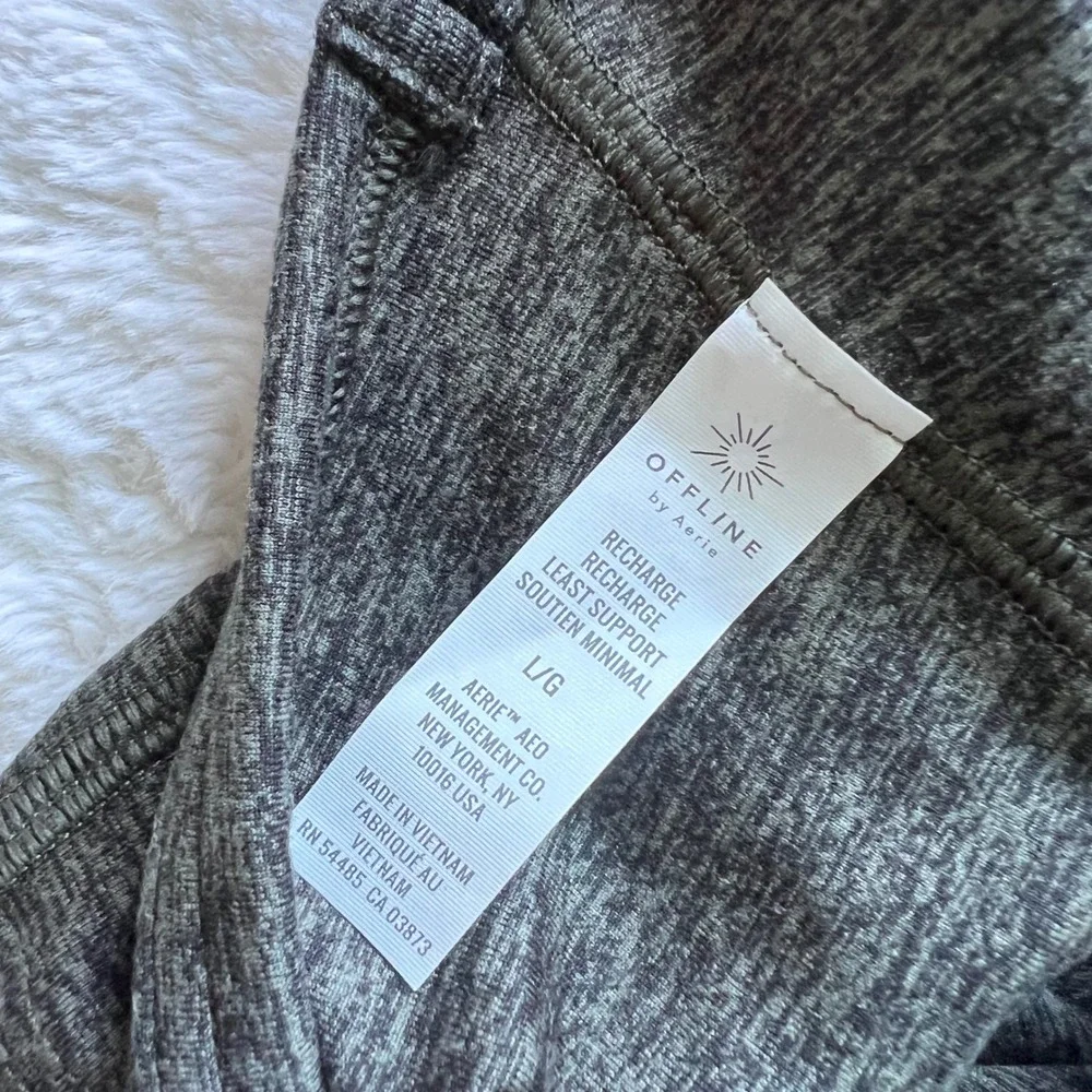OFFLINE by Aerie Recharge Sports Bra Heather Gray Low Impact Racerback 3084-317